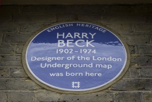 Harry Beck's blue plaque, revealed this week at his birthplace in Leyton, east London.