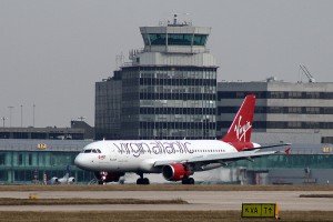 Little Red Airbus A320 at Manchester Airport.