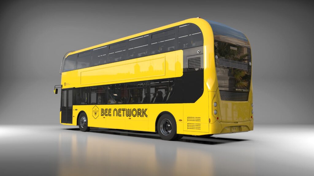 Rear of Manchester's Bee Network bus visual