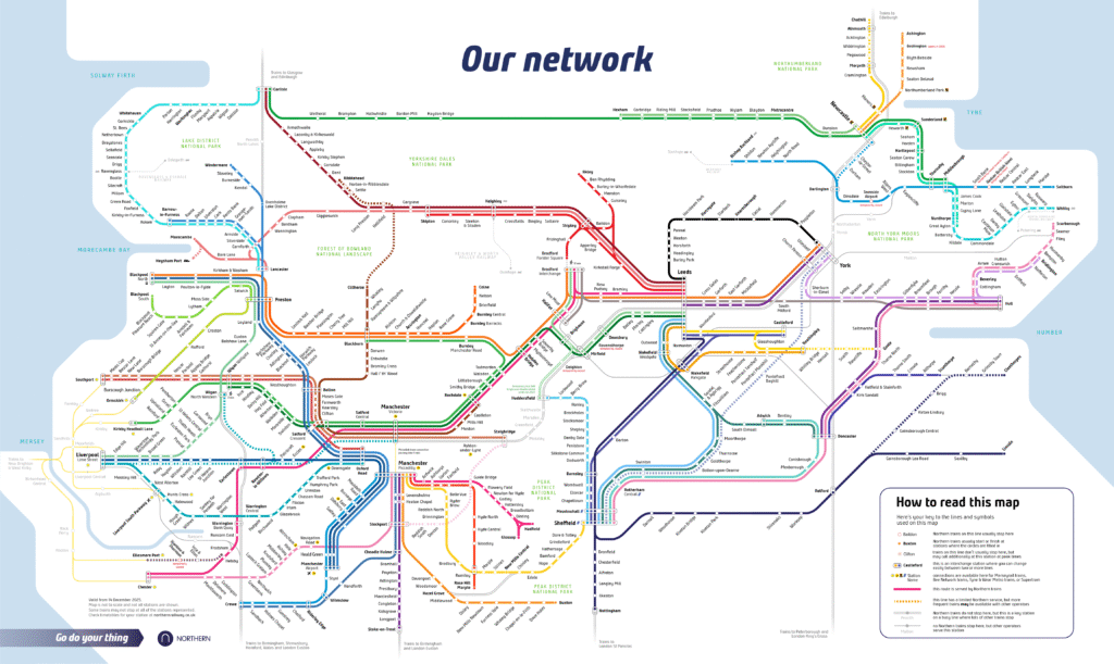 Northern Trains Network Map December 2025
