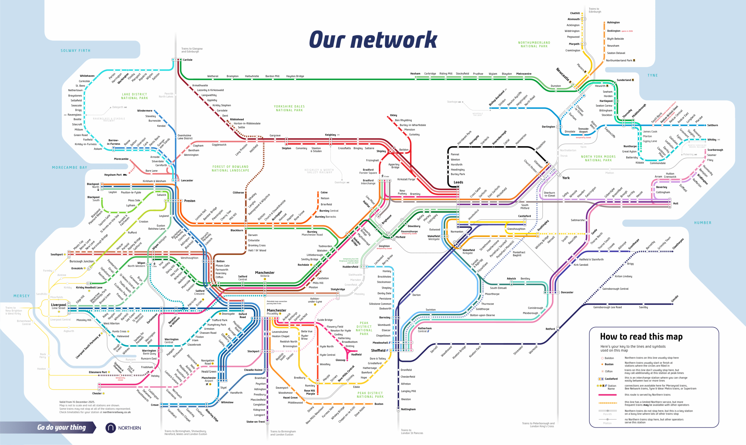 Northern Trains Network Map December 2025