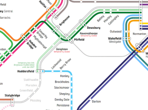 Map showing services over the Transpennine route