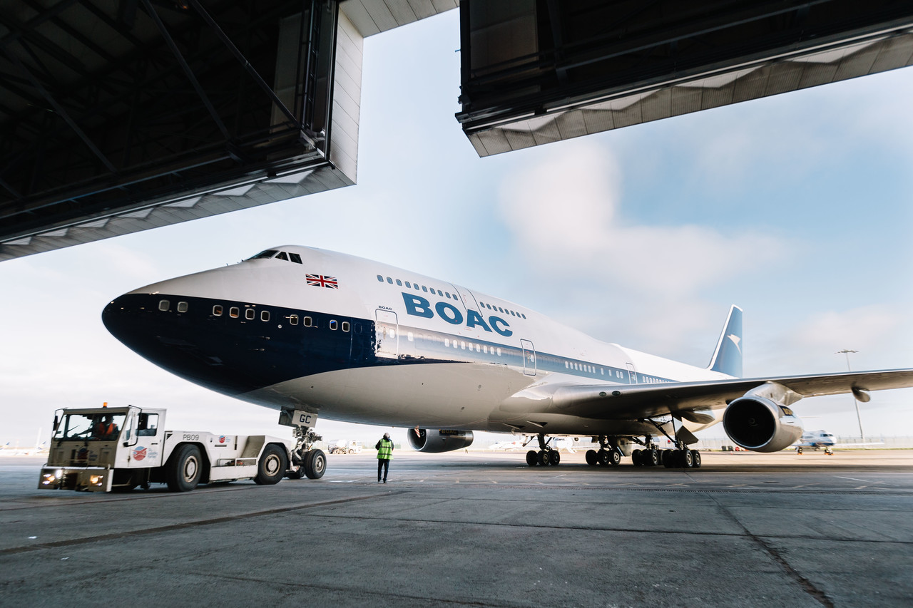 BOAC to the future: heritage 747 lands at Heathrow