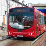 Guests enjoy a drive through the bus wash on board Trent Barton 674 (FJ55 AAO). Image copyright: transportdesigned.