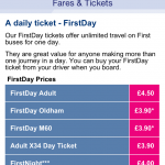 First Day prices in Manchester shown handily in the app.