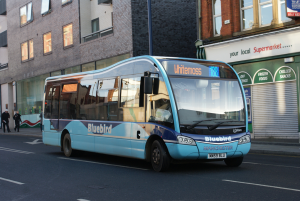 MM59 BLU was an Optare Solo SR in the Bluebird fleet before takeover by Stagecoach Manchester. Strangely, the blue number would blink and flash slowly in addition to being a different colour....quirky! Image credit: Atlantean OTO570M on Flickr.